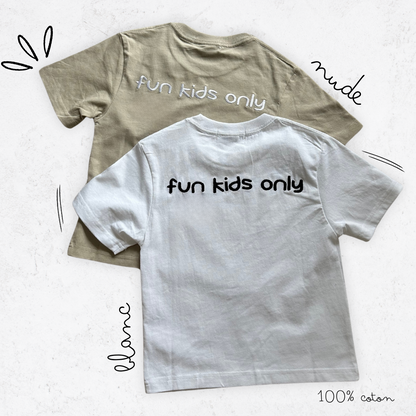 T-shirt oversize "fun kids" - blanc