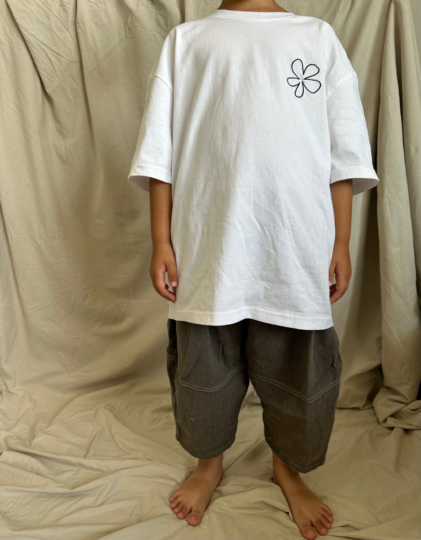 T-shirt oversize "fun kids" - blanc
