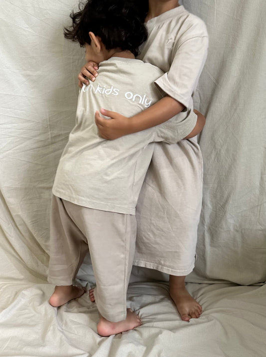 T-shirt oversize "fun kids" - beige