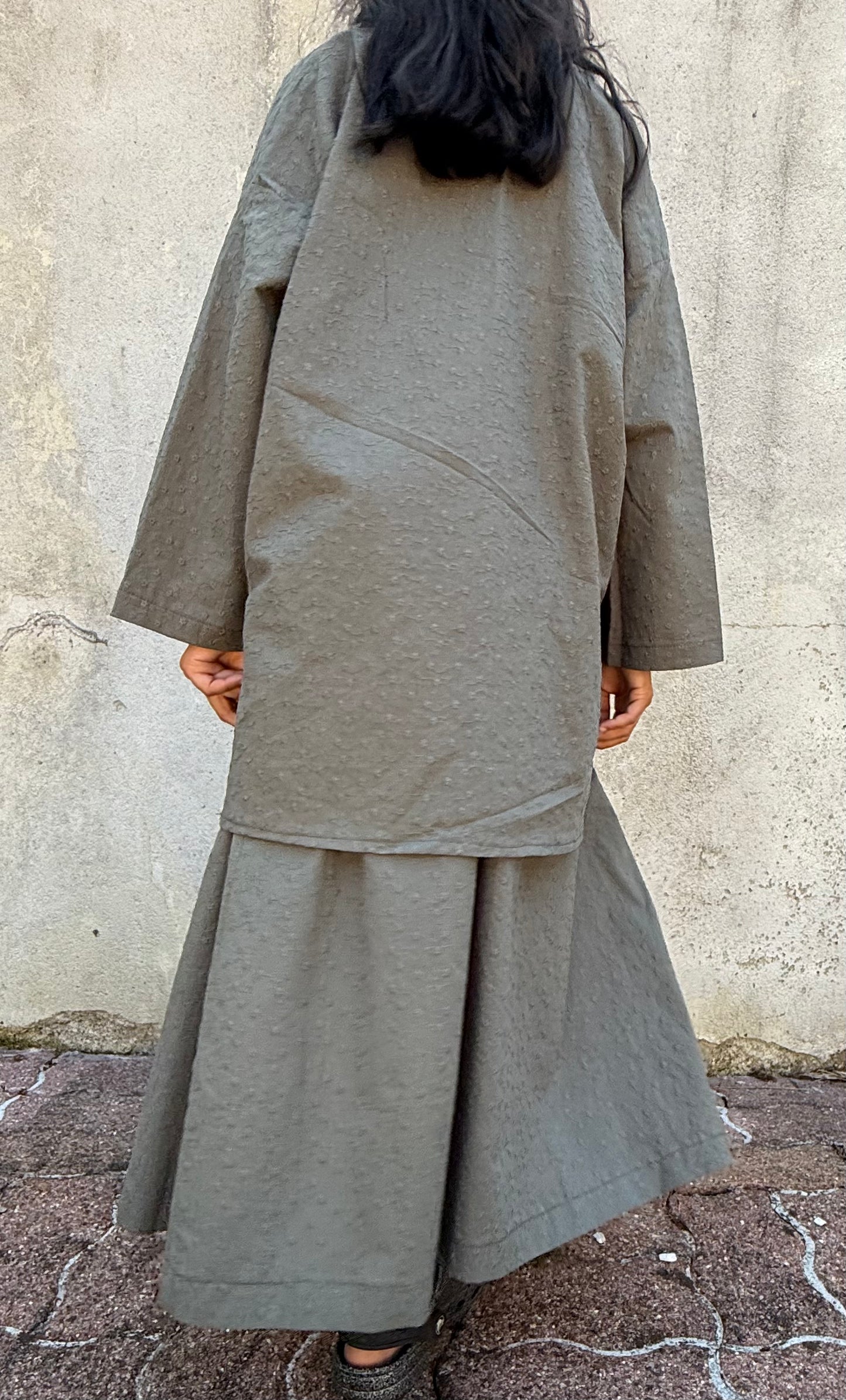 PRECOMMANDE Kimono flowy - brodé kaki