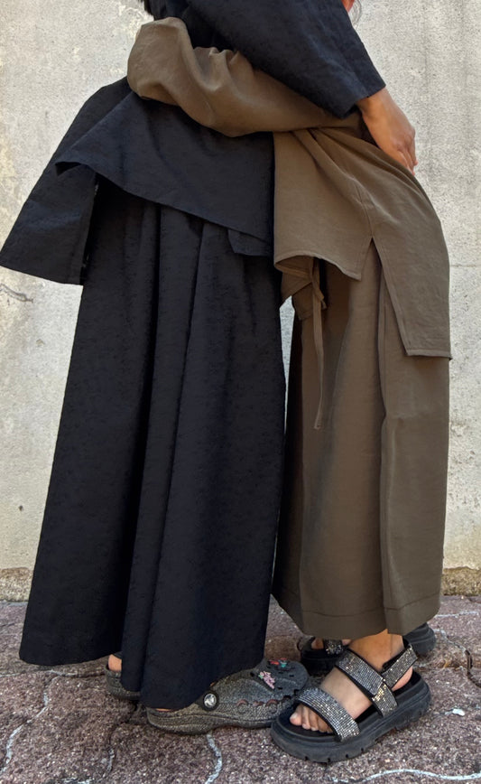 PRECOMMANDE Jupe flowy - brodé noir