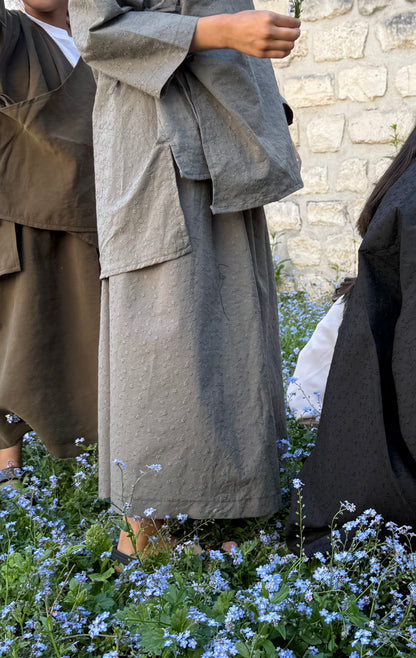 PRECOMMANDE Jupe flowy - brodé kaki
