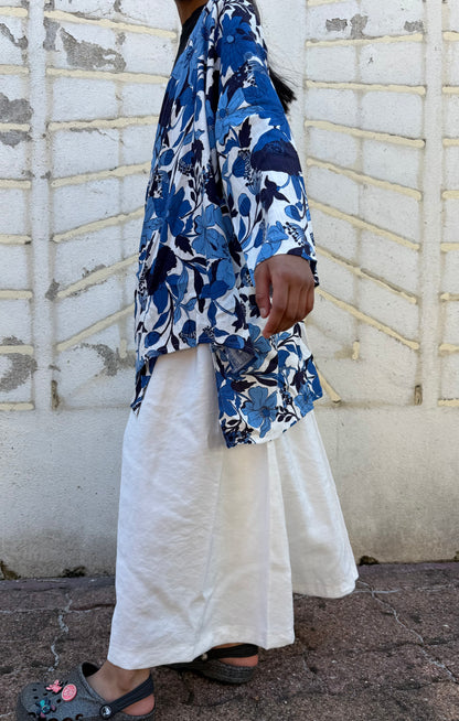 PRECOMMANDE Kimono flowy - fleurie bleu