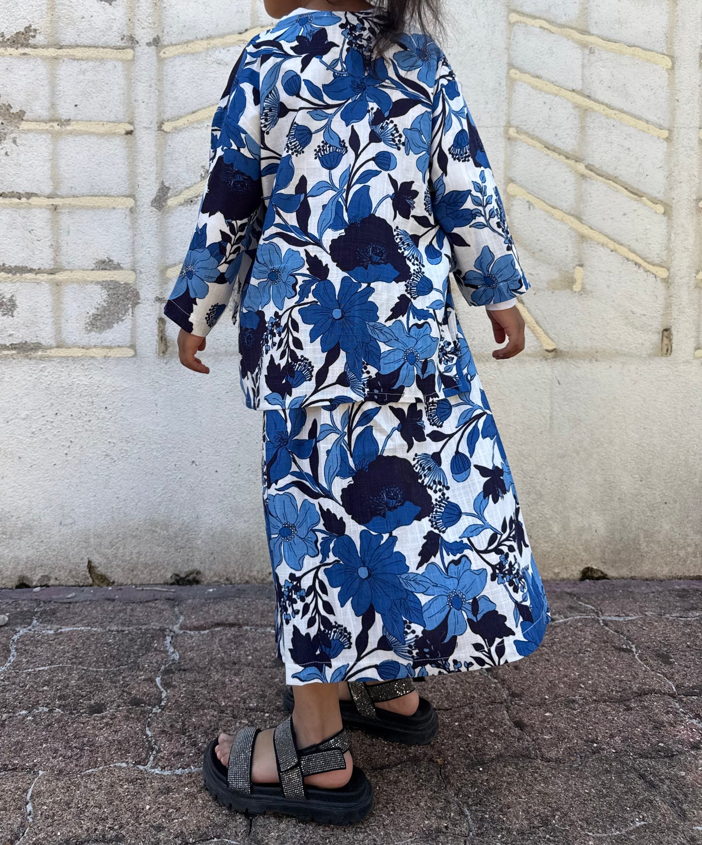 PRECOMMANDE Kimono flowy - fleurie bleu
