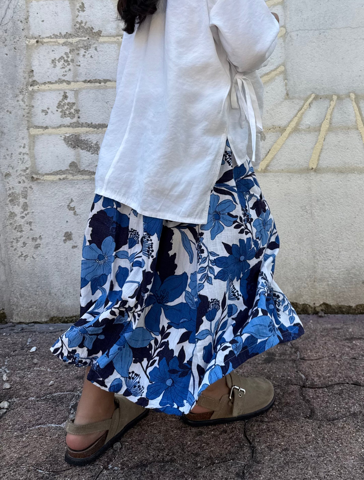 PRECOMMANDE Jupe flowy - fleurie bleue