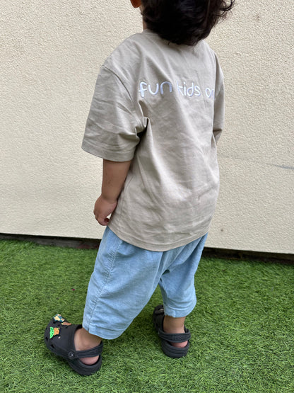 T-shirt oversize "fun kids" - beige